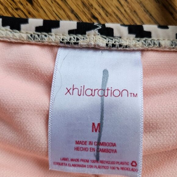 Xhilaration Chevron Stripe Bikini Bottoms Pink Tan Black Juniors M Scoop Tie - Picture 3 of 7
